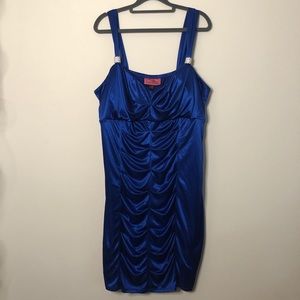 22W Blue Satin Body Con Cocktail Dress